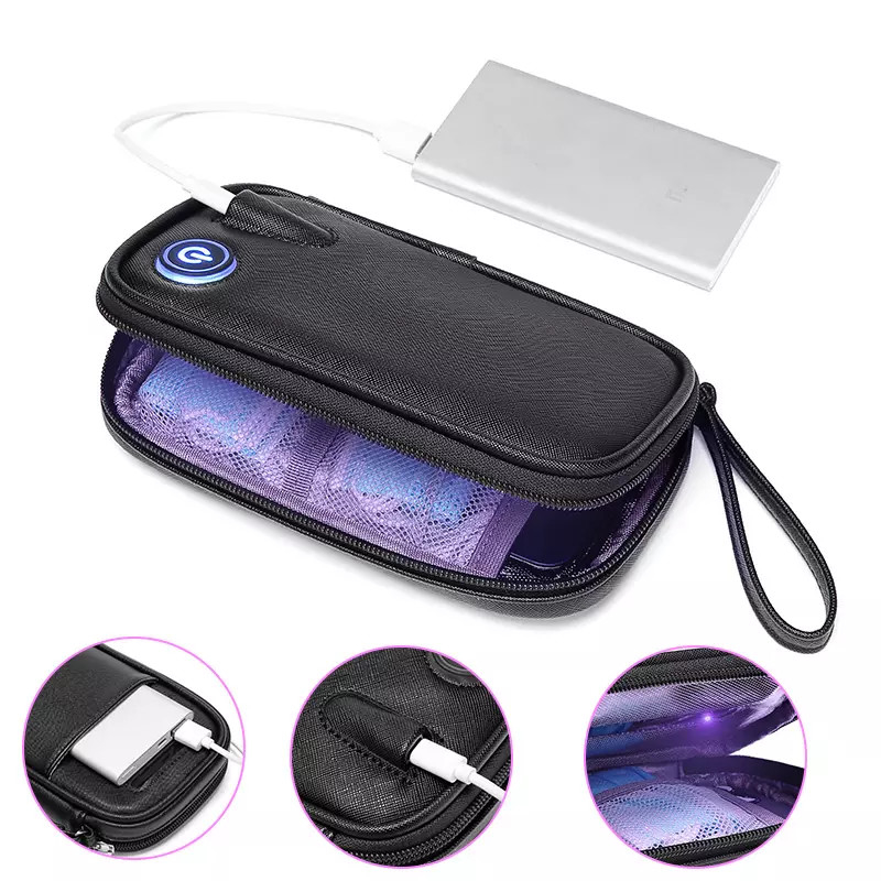 Plain PU Leather LED UV Disinfection Sterilization Bag 0.25kg